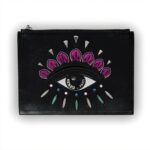 Bustina Kenzo Pelle Pochette Clutch Nero Azzurro Donna