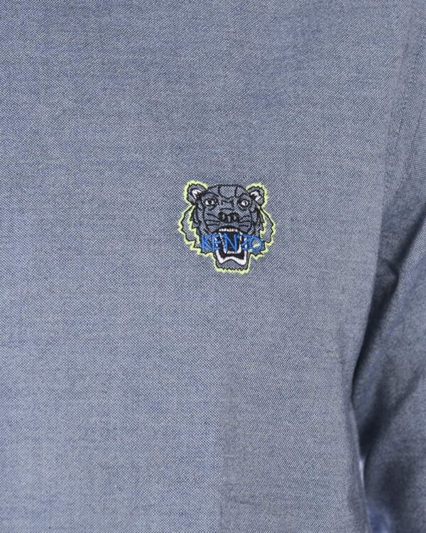 Camicia Kenzo Uomo Tiger Blu Scuro Manica Lunga-6