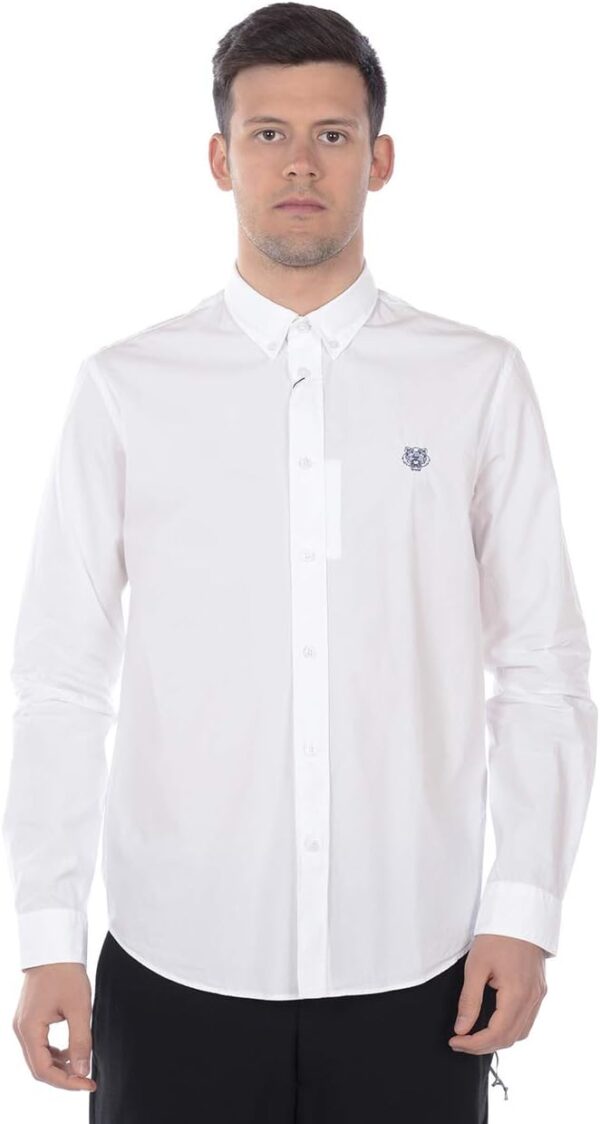 Camicia Kenzo Uomo Tiger Shirt Bianco Collo Button Down-0