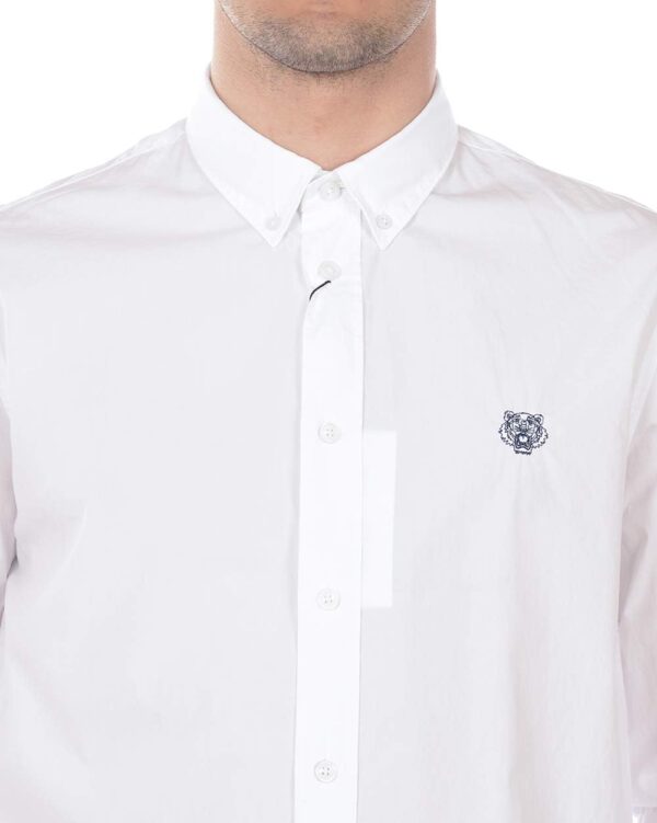 Camicia Kenzo Uomo Tiger Shirt Bianco Collo Button Down-2