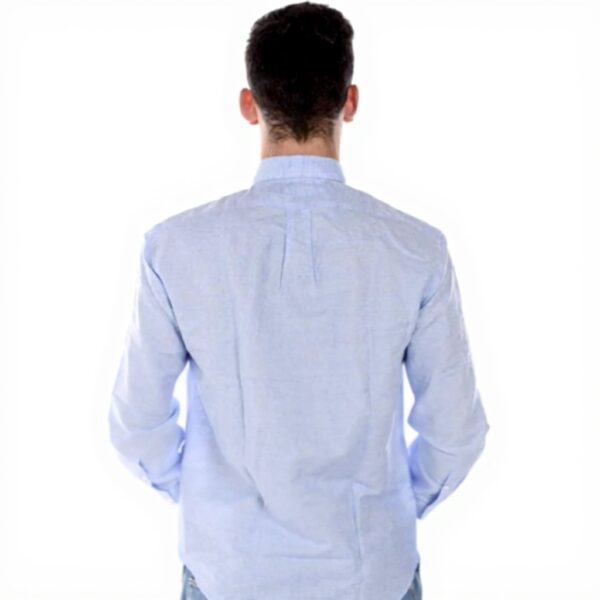Camicia Kenzo Uomo Blu Collo Button Down Cotone Lino