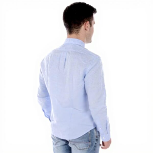 Camicia Kenzo Uomo Blu Collo Button Down Cotone Lino
