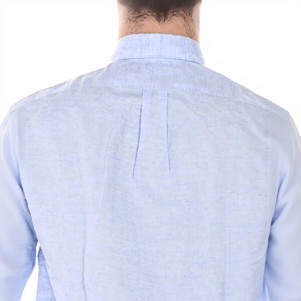 Camicia Kenzo Uomo Blu Collo Button Down Cotone Lino