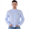Camicia Kenzo Uomo Blu Collo Button Down Cotone Lino