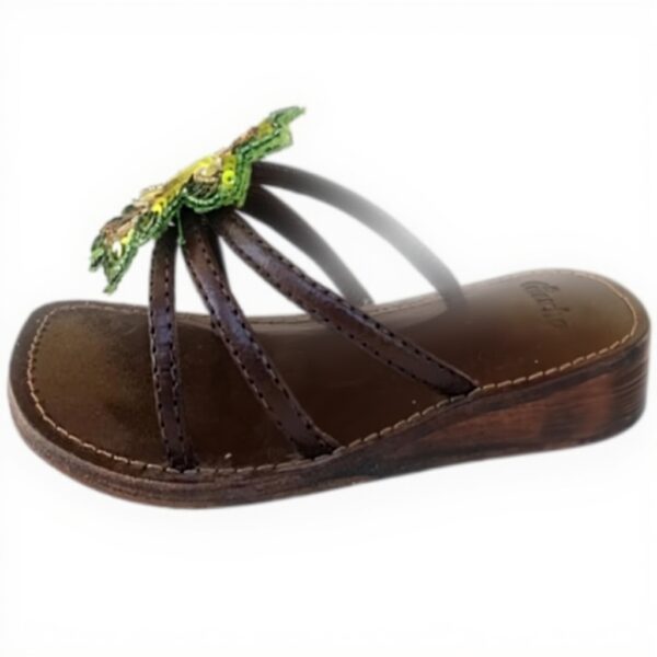 Ciabatte donna El Gaucho pelle vera zeppa bassa brown 40