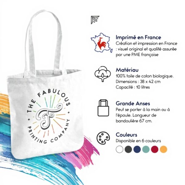 Borsa Tote Fabulous Tela Cotone Biologico Nome Bambino