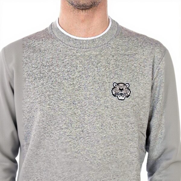 Felpa Kenzo Uomo Grigio Tiger Crest Senza Cappuccio XXL