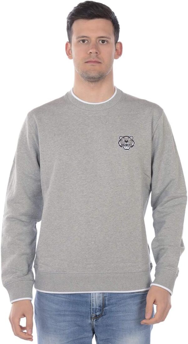 Felpa Kenzo Uomo Grigio Tiger Crest Senza Cappuccio XXL-0