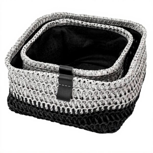 Cestini portaoggetti JVL Kenzi quadrati grigio chiaro