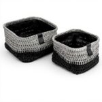 Cestini portaoggetti JVL Kenzi quadrati grigio chiaro