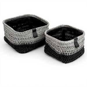 Cestini portaoggetti JVL Kenzi quadrati grigio chiaro