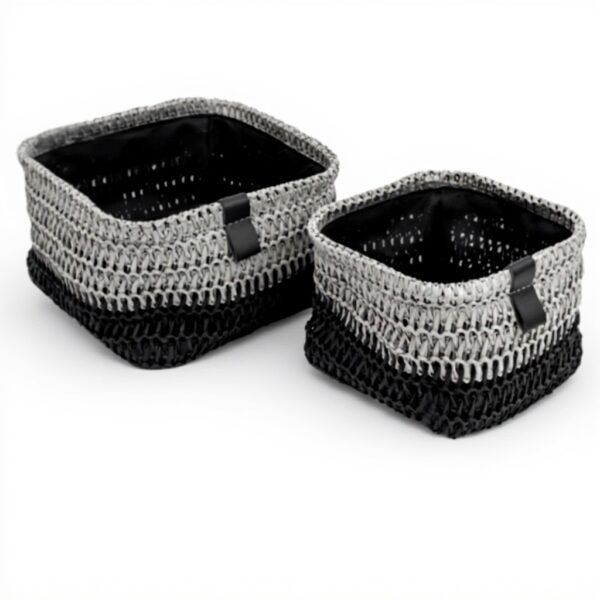 Cestini portaoggetti JVL Kenzi quadrati grigio chiaro