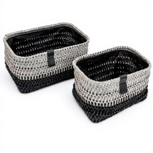 Cestini portaoggetti JVL Kenzi set 2 grigio organizzazione