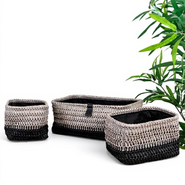 Cestini portaoggetti JVL Kenzi set 3 grigio organizzazione