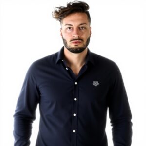 Camicia Kenzo Blu 100 Cotone Uomo Collo Button-Down