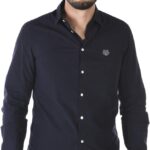 Camicia Kenzo Uomo Blu 100% Cotone Manica Lunga-0