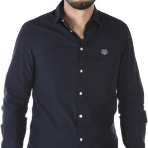 Camicia Kenzo Uomo Blu 100% Cotone Manica Lunga-0