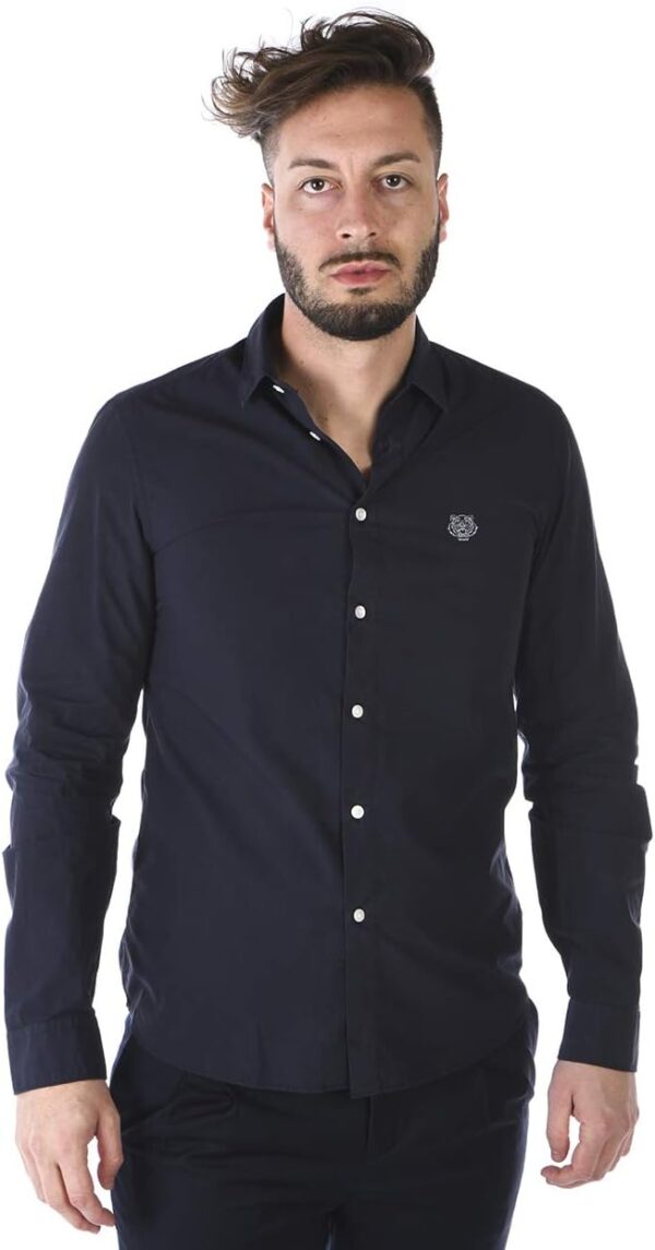 Camicia Kenzo Uomo Blu 100% Cotone Manica Lunga-0