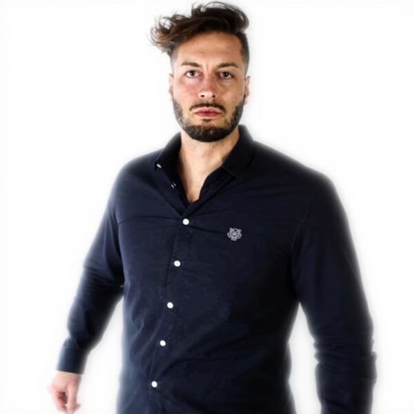 Camicia Kenzo Uomo Blu 100 Cotone Manica Lunga