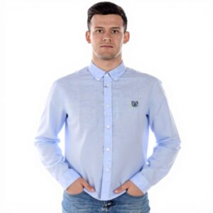 Camicia Casual Uomo Kenzo Blue Colletto Club Cotone