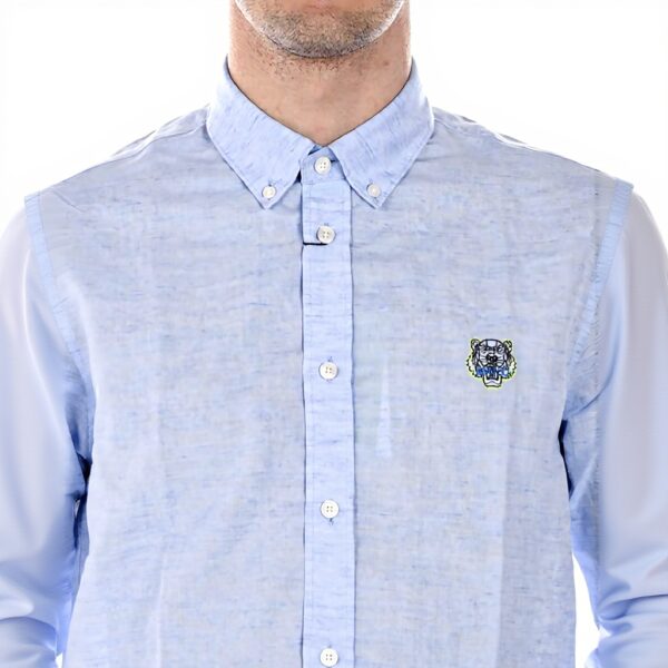 Camicia Casual Uomo Kenzo Blue Colletto Club Cotone