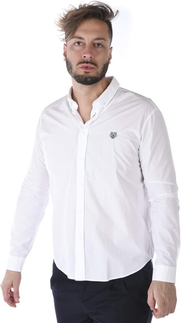 Camicia Kenzo Uomo Tiger Bianco Collo Button Down-2