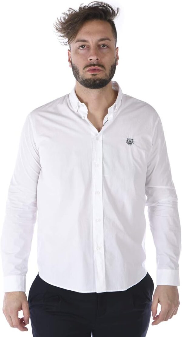 Camicia Kenzo Uomo Tiger Bianco Collo Button Down-0