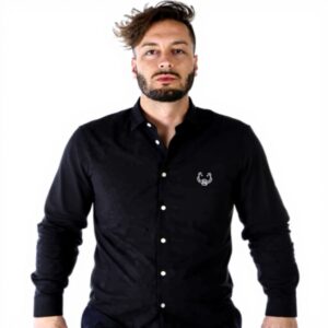 Camicia Kenzo Uomo Tiger Nero Manica Lunga Taglia 38