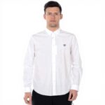 Kenzo Camicia Uomo Tiger Bianco Collo Button Down