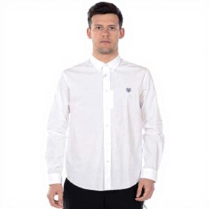 Kenzo Camicia Uomo Tiger Bianco Collo Button Down