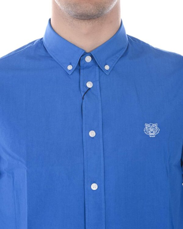 Camicia Kenzo Tiger Blu Denim Uomo Collo Button Down-2
