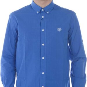 Camicia Kenzo Tiger Blu Denim Uomo Collo Button Down-0