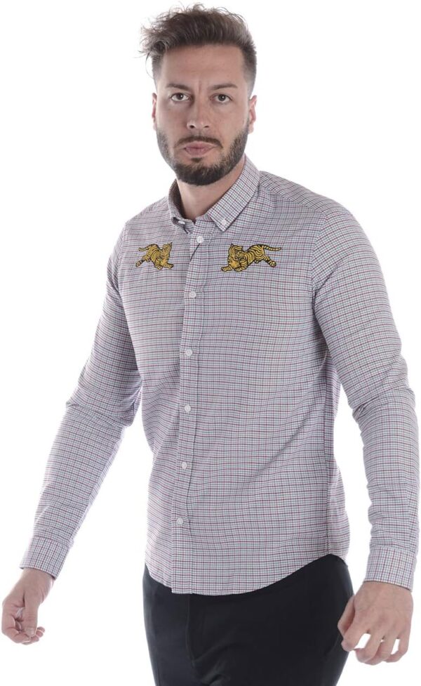 Camicia Kenzo Jumping Tiger Check Uomo Manica Lunga Casual-2