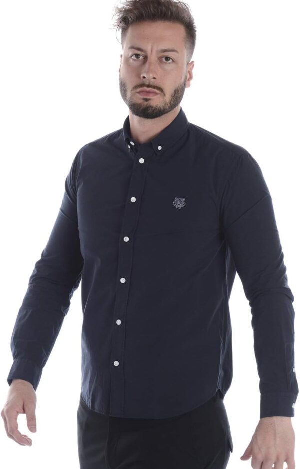 Camicia Kenzo Uomo Collo Button Down Manica Lunga Blu-2