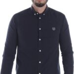Camicia Kenzo Uomo Collo Button Down Manica Lunga Blu-0