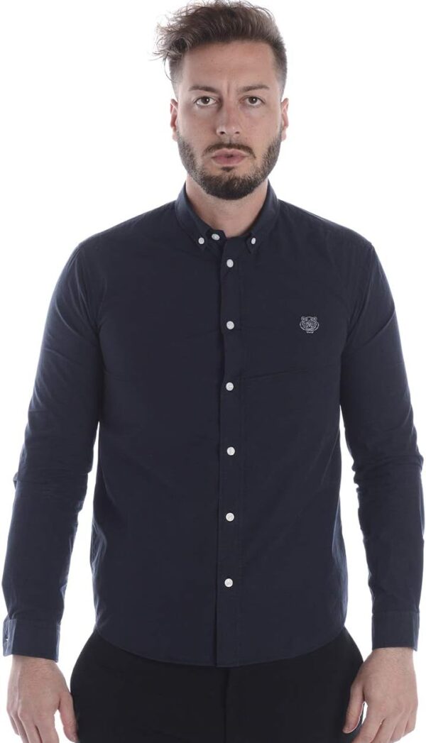 Camicia Kenzo Uomo Collo Button Down Manica Lunga Blu-0