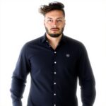 Camicia Kenzo Uomo Blu 100 Cotone Manica Lunga