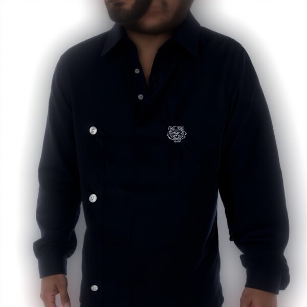 Camicia Kenzo Uomo Blu 100 Cotone Manica Lunga