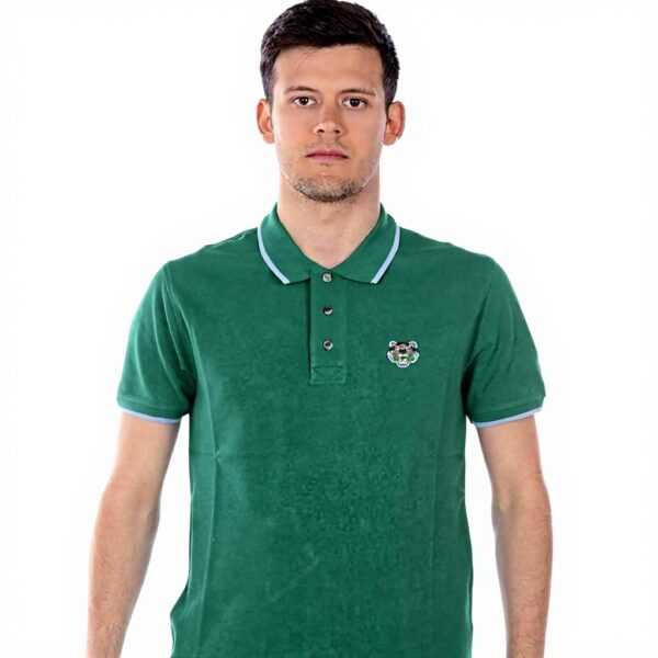 Kenzo Polo Uomo Tiger Verde Celeste Manica Corta
