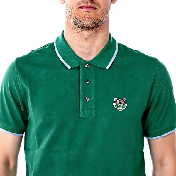 Kenzo Polo Uomo Tiger Verde Celeste Manica Corta