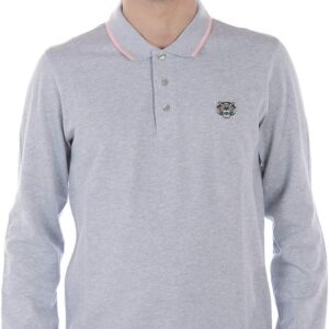 Kenzo Polo Uomo Grigio Chiaro Manica Lunga Taglia XXXL-0