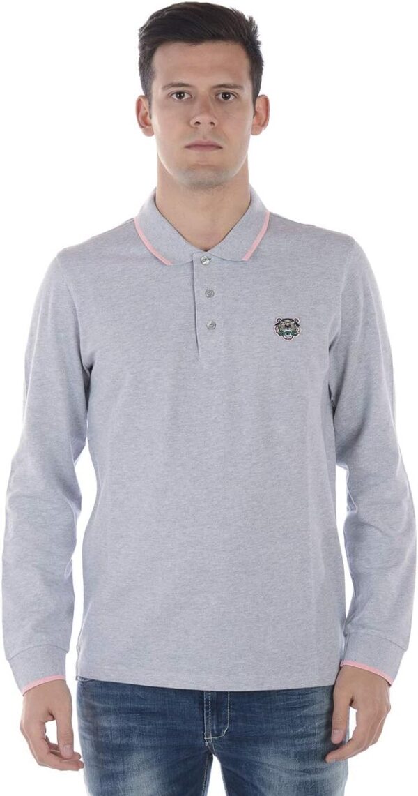 Kenzo Polo Uomo Grigio Chiaro Manica Lunga Taglia XXXL-0