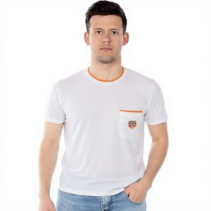 T-shirt Kenzo Uomo Grigio Arancione Tiger Pocket XL