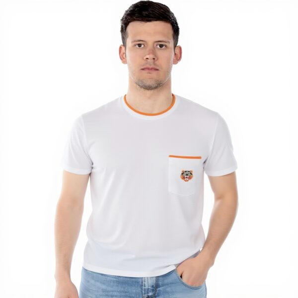 T-shirt Kenzo Uomo Grigio Arancione Tiger Pocket XL