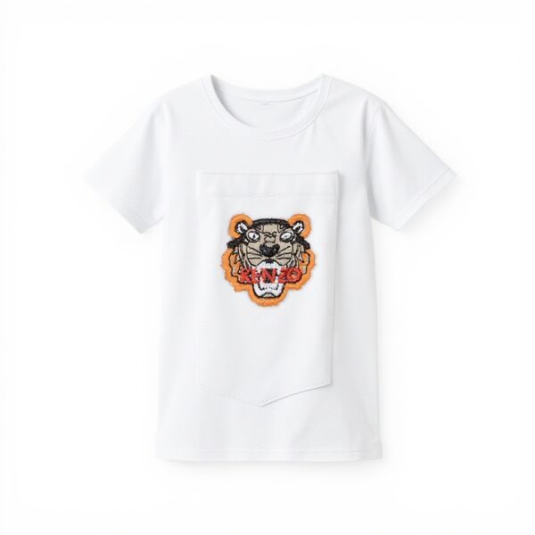 T-shirt Kenzo Uomo Grigio Arancione Tiger Pocket XL