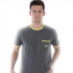 T-shirt Kenzo Uomo Grigio Scuro Tigre Tasca Mezza Manica