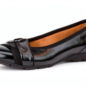 Ballerine donna pelle nero comode slip on casual-0