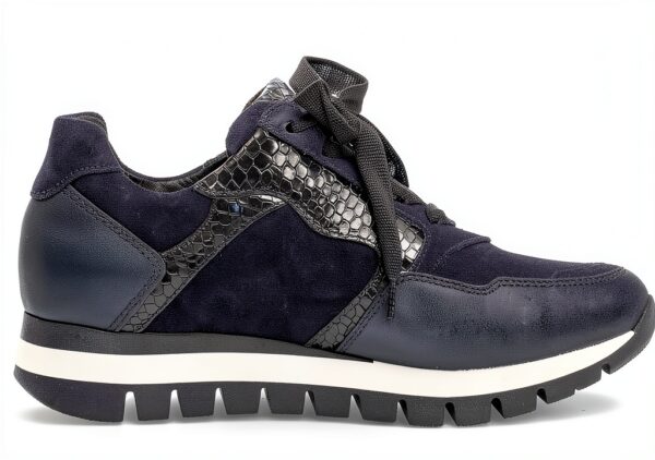 Gabor Sneaker Donna Pelle Stringate Larghezza Comoda Marine-3
