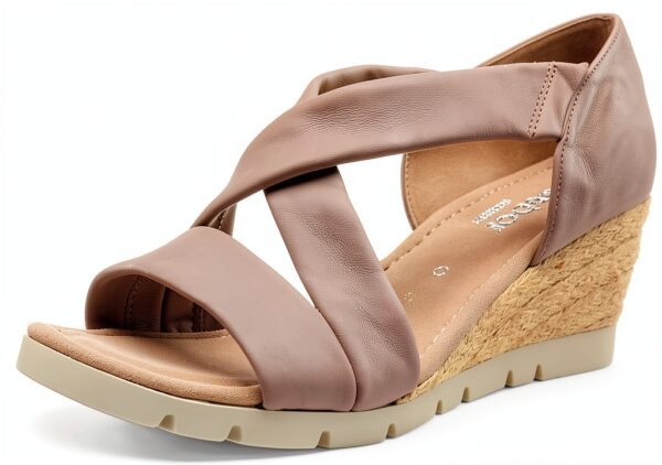 Gabor Sandali Donna Pelle Zeppa 8 cm Beige Leinen Jute