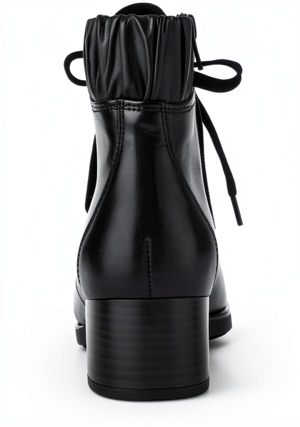 Stivaletti Donna Pelle Nero Schwarz 27 Lacci Tacco Blocco-2